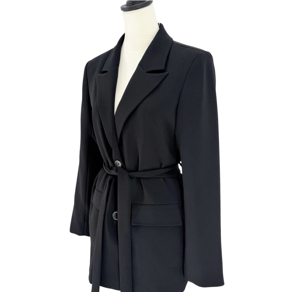 Good American Belted Trench Blazer Jacket Black Coat Size Medium - Picture 9 of 15